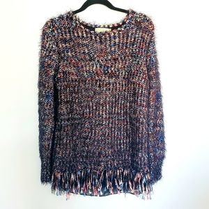 Amo & Roma fringe fuzzy knit sweater